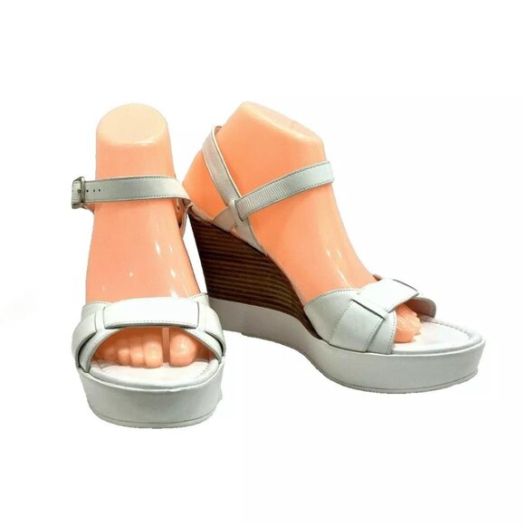 Authentic Cole Haan Pasley Wedge Sandal Sz 8.5M White - Worn 1x - Picture 1 of 13